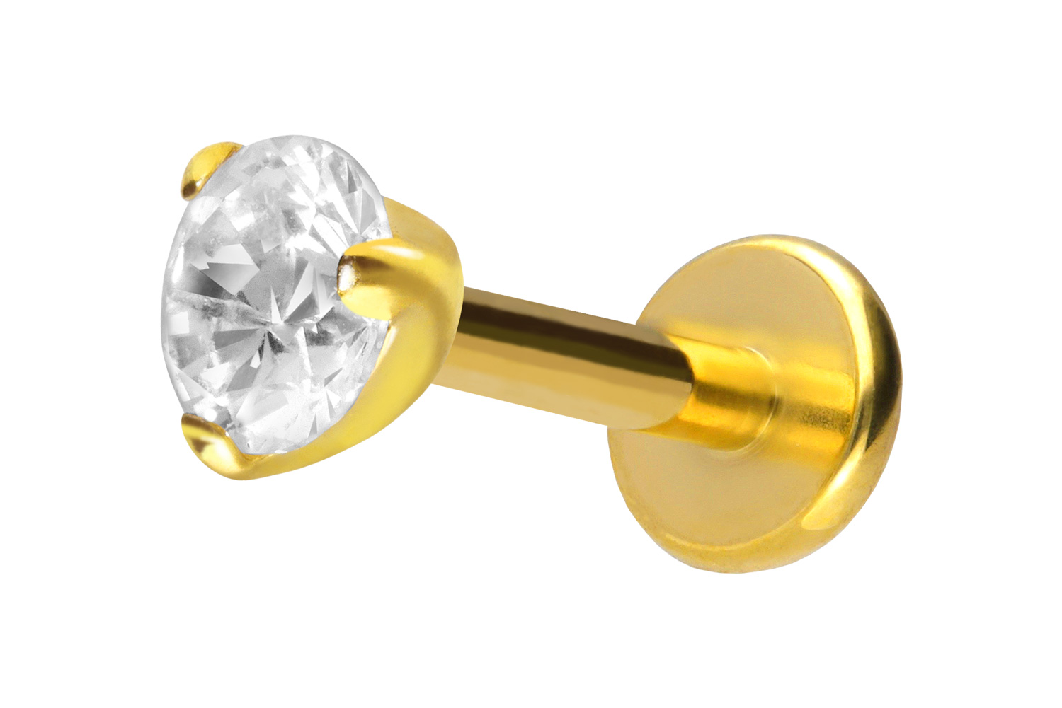 Titan Labret Piercing mit Innengewinde EINGEFASSTER KRISTALL